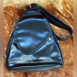 Elegant Black Leather Backpack